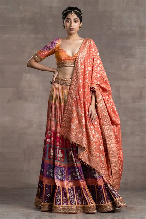 Buy Tarun Tahiliani Multi Color Jacquard Printed Lehenga Set Online