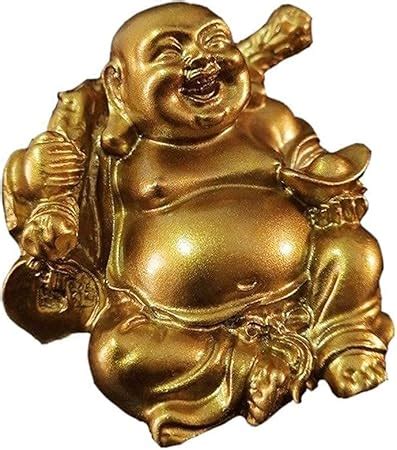 Amazon De Dclina Feng Shui Dekorationen Goldene Lachende Buddha Statue