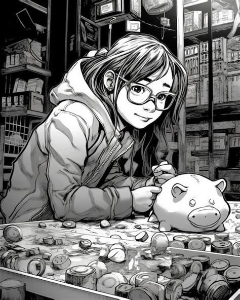 Premium AI Image A Woman In Glasses Is Putting A Coin Into A Piggy