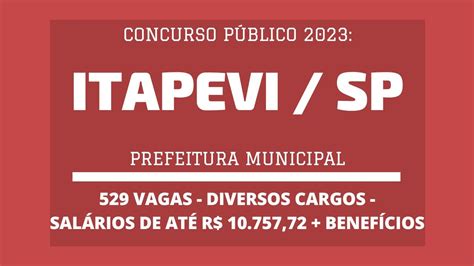 Prefeitura de Itapevi SP 2023 abre Concurso Público 529 vagas