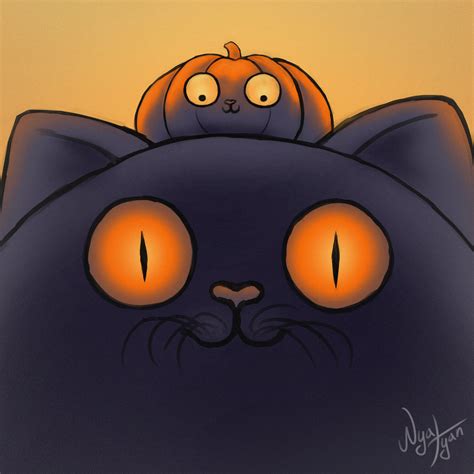 Cat and pumpkin by Nya-tyanArt on DeviantArt