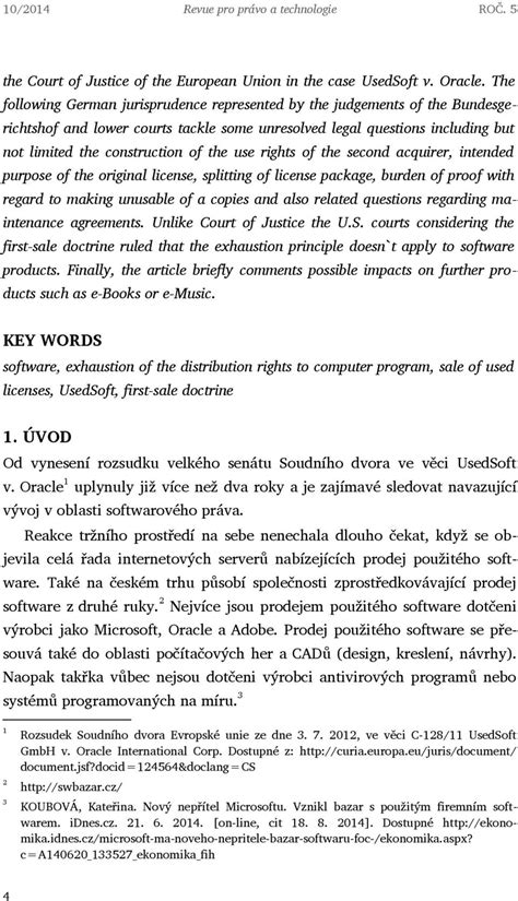 AKTUÁLNÍ OTÁZKY PRODEJE POUŽITÉHO SOFTWARE PDF Stažení zdarma