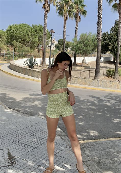 Lime Green Floral Smocked Bikini Set