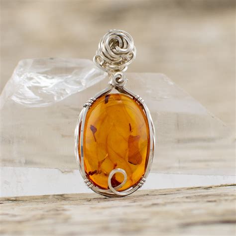 Amber Cheerful Silver Pendant - Rita's Rainbow Jewelry - Handmade ...