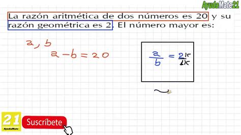 Razón Aritmética De Dos Números Youtube