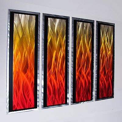 Modern Abstract Metal Wall Art Painting Sculpture Home Decor Large Red ...