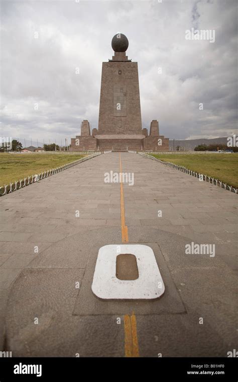 Landmark Monument La Mitad Del Mundo Ecuador Line Marking The