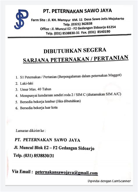 Pt Peternakan Sawo Jaya Bakak Unisma