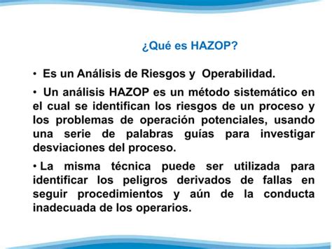 HAZOP Análisis de riesgos PPT