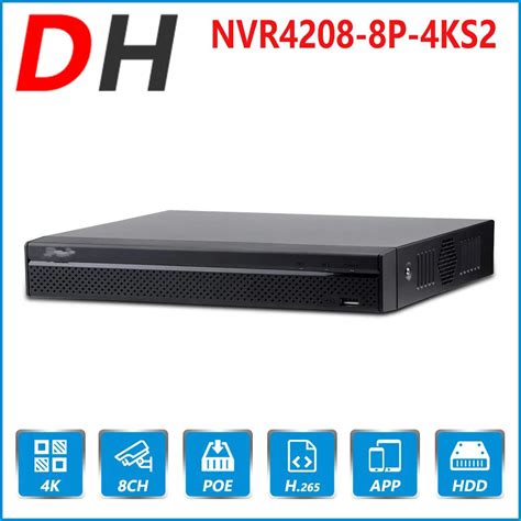 Dahua grabador de vídeo en red NVR4208 8P 4KS2 8 canales 8PoE 4K y H