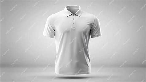 White Polo Shirt Mockup Template Isolated Front View Premium Ai