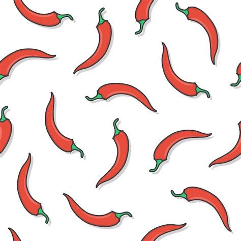 Premium Vector Chili Pepper Seamless Pattern On A White Background