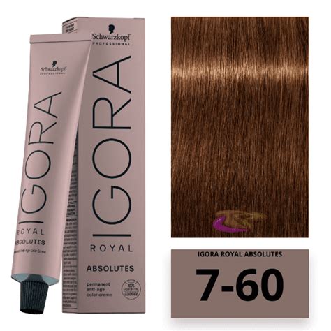 Coloration Igora Royal Absolutes 7 60 Blond Moyen Marron Naturel 60 Ml