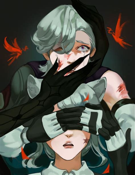 Two Anime Characters One With White Hair And The Other Wearing Black Gloves Are Facing Each Other