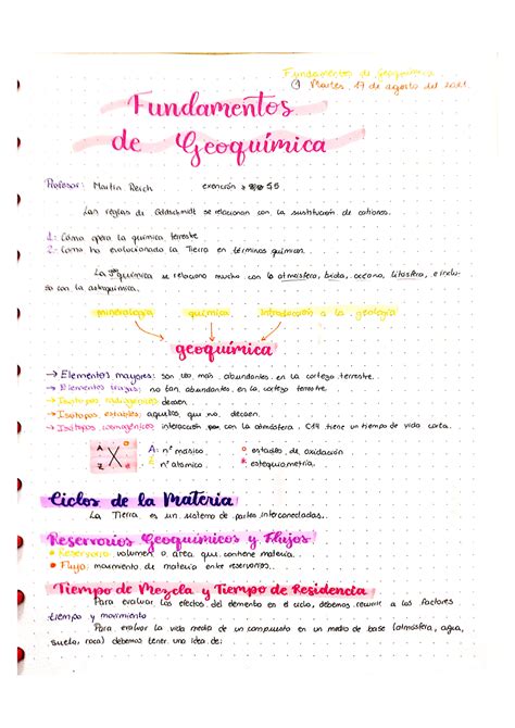 Apuntes Geoquimica Origen De Los Elementos Y Su Comportamiento En La