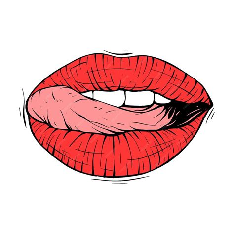 Premium Vector Red Female Lips Sketch Vector Illustration Line Art