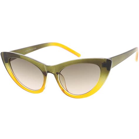 Green Yellow Lavender Retro Modern Oversize Cat Eye Sunglasses