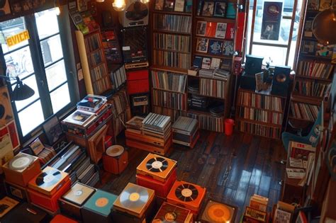 Premium Photo | Cozy record store interior with vintage vinyl ...