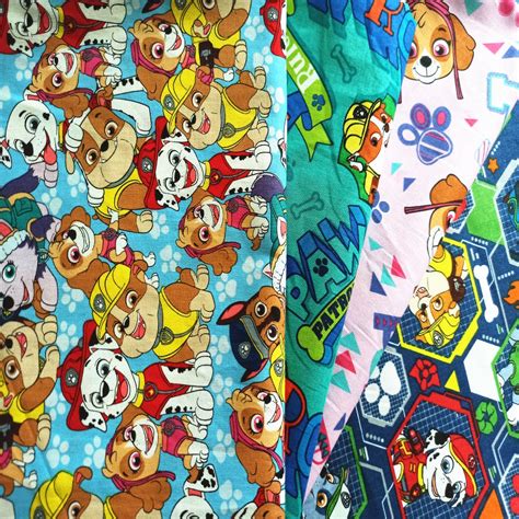 Paw Patrol Fabric 100 Cotton Cloth Wang Wang Team Cloth Etsy