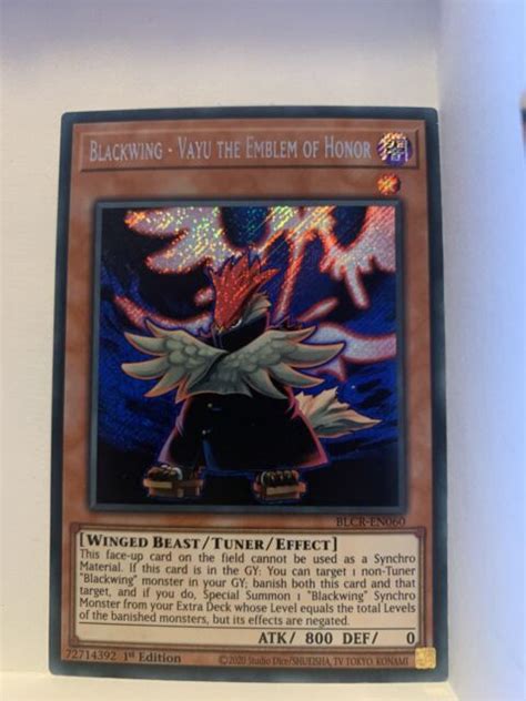 Yu Gi Oh TCG Blackwing Vayu The Emblem Of Honor Ancient Prophecy