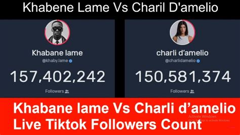 Khabane Lame Vs Charli Damelio Live Tiktok Followers Count YouTube