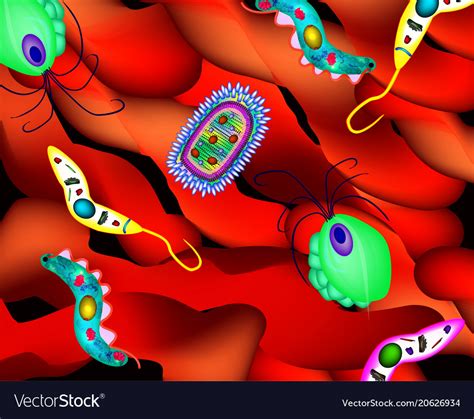 Background Intestinal Mucosa Viruses And Bacteria Vector Image