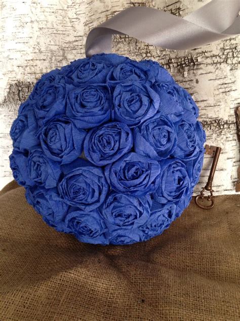 Paper Rose Flower Pomander Hanging Kissing Ball Crepe 10 Etsy