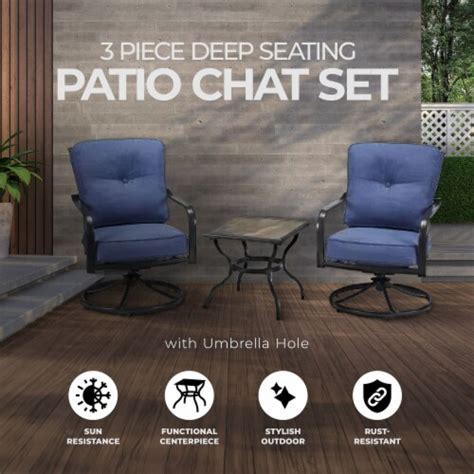 Four Seasons Courtyard Beaumont 3 Piece Deep Seating Patio Chat Set Denimbrown 1 Piece Kroger