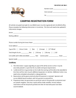 Fillable Online Camping Registration Form Camping Fax Email Print