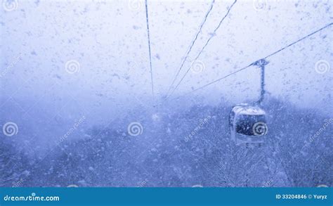 Cable car in snowfall stock photo. Image of cable, storm - 33204846