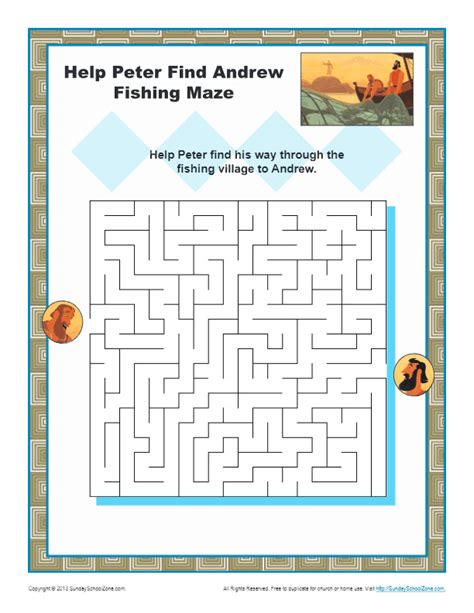 Help Peter Find Andrew Fishing Maze | Children's Bible Activities