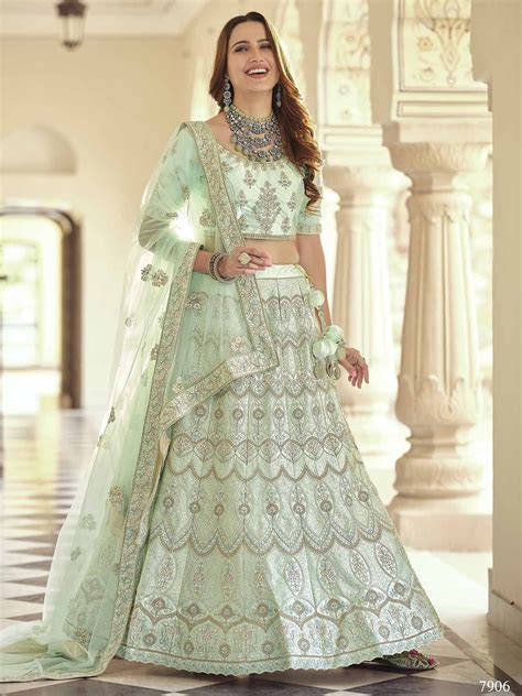 Green Colour Indian Designer Lehenga Choli In Crepe Fabric