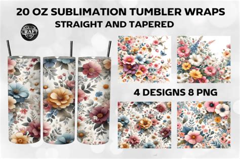 Spring Flowers Tumbler Wrap Oz Bundle Graphic By Lazycraftlab