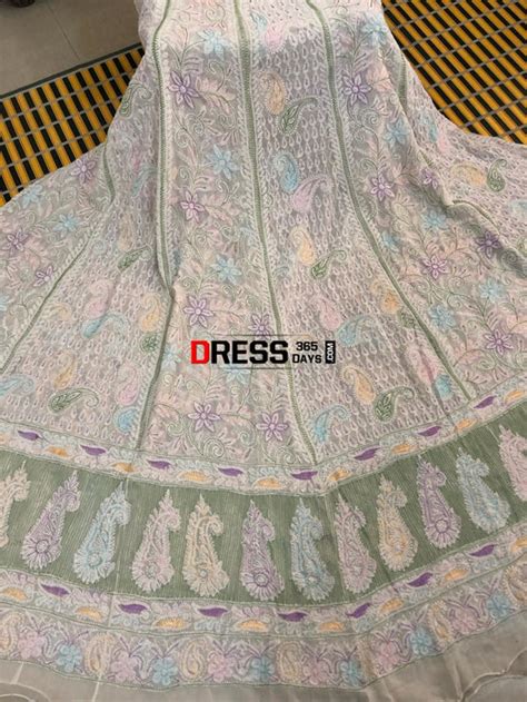 Multicolour Lucknow Chikankari Lehenga Skirt – Dress365days