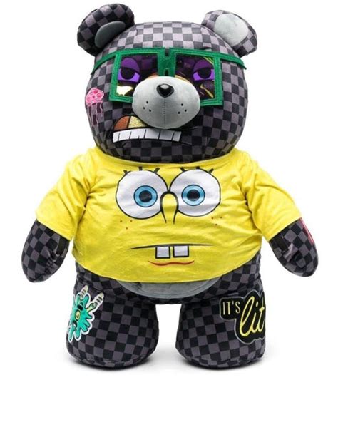 Sprayground Spongebob Moneybear Teddybear Backpack In Black Yellow