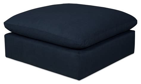 Eclipse Linen Look Fabric Ottoman Navy The Brick