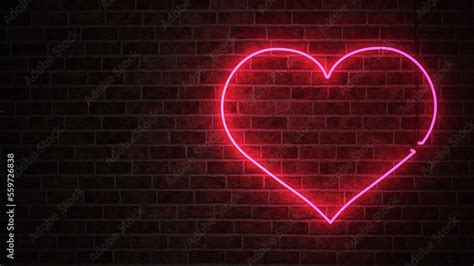 Heart Neon Sign Brick Wall Stock Illustration | Adobe Stock