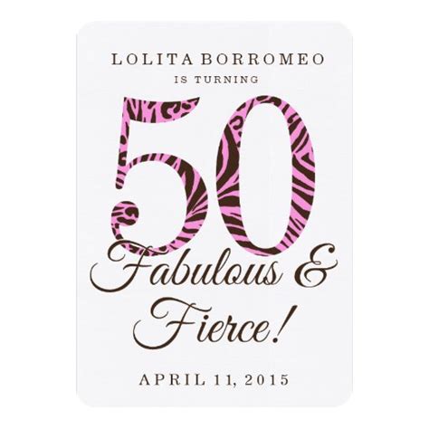 50th Birthday Fabulous And Fierce Party 5x7 Paper Invitation Card Zazzle