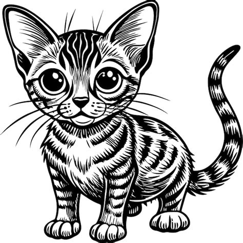 Un Dibujo De Un Gato Que Tiene Una Cara Negra Y Blanca Vector Premium