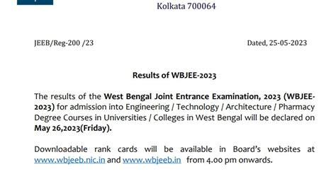 Wbjee 2023 Result Declared List Of Websites To Check Download Score