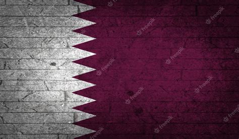 Qatar Bandeira Grunge Parede De Tijolos Textura Símbolo Nacional Estilo Simples Design Concreto