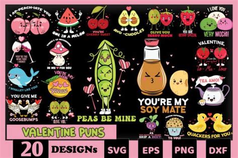 Valentine Puns Bundle Svg 20 Designs Graphic By Skinite · Creative Fabrica