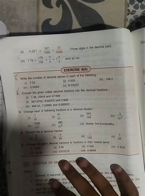 Convert The Given Unlike Decimal Fractions Into Like Decimal Fractions