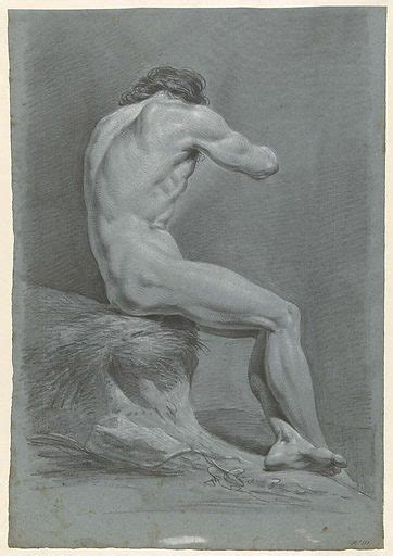 Study Of Seated Male Nude Seen From The Side To The Right Free Public