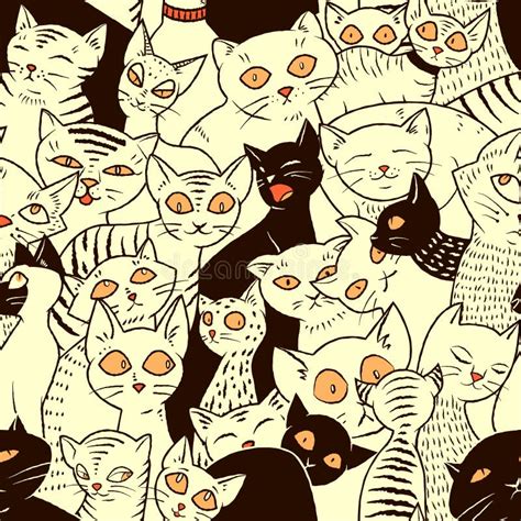 Cats Seamless Pattern Vector Stock Vector Illustration Of Orange