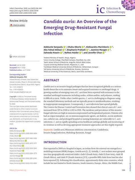 PDF Candida Auris An Overview Of The Emerging Drug Resistant Fungal