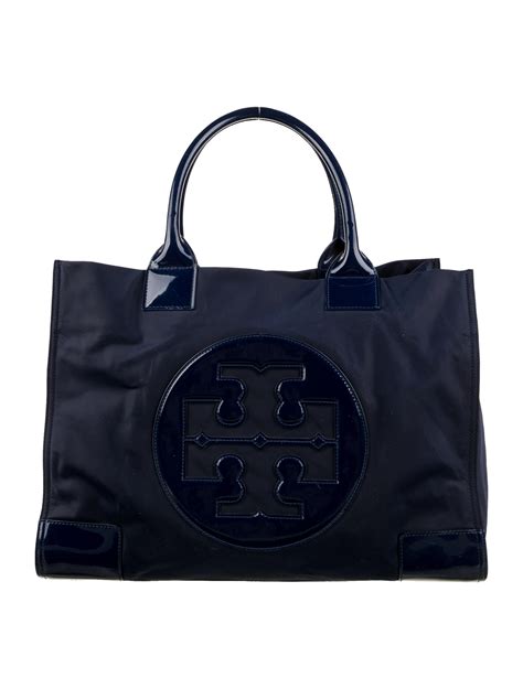 Tory Burch Leather Trimmed Nylon Tote Bag Black Totes Handbags Wto488417 The Realreal