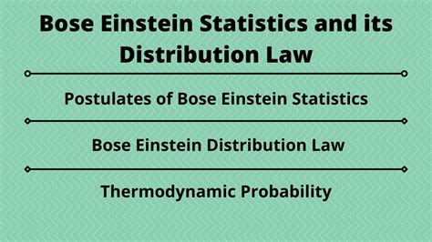 Bose Einstein Statistics And Its Distribution Law Youtube