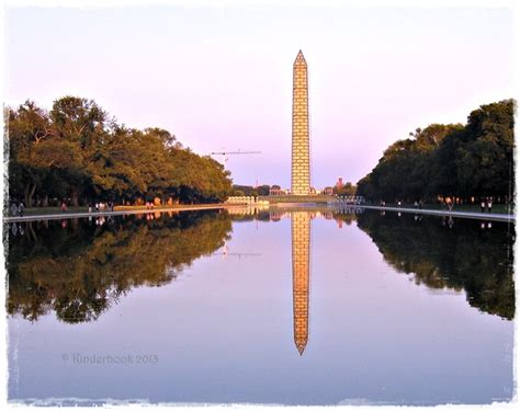 Washington Monument and Reflecting Pool at the Beginning of Sunset ...