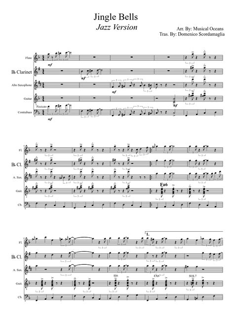 Jingle Bells Jazz Version Sheet Music For Flute Guitar Clarinet Other